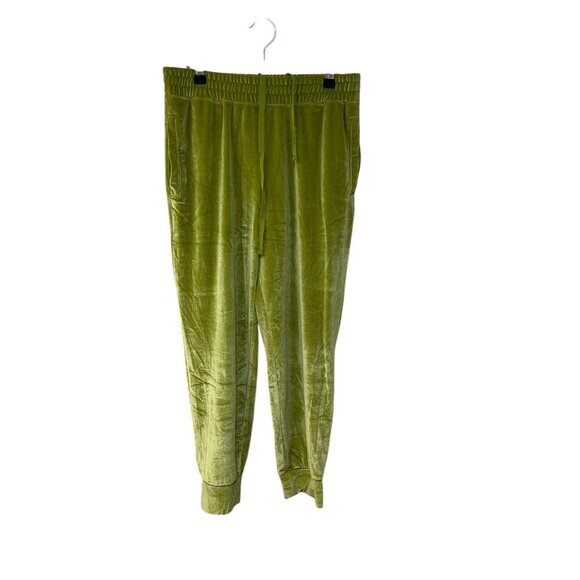 Fabletics Women's Daria Luxe Velour Pocket Joggers Crushed Velvet Lime Green M - Picture 2 of 7